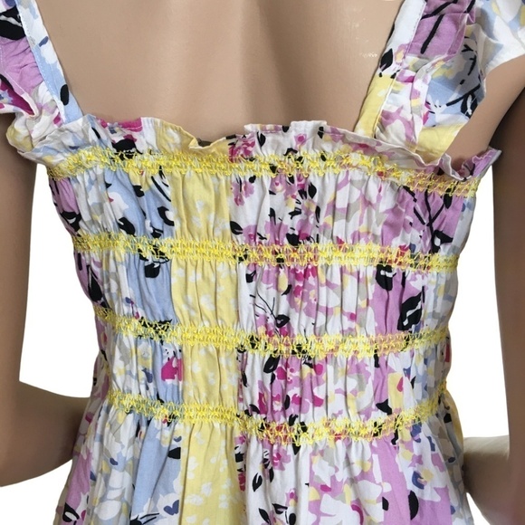 French Connection Dress Isla Ekeze Organic Cotton Shirred Smocked Pinafore - Picture 10 of 16